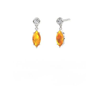 Pendants d'oreilles Lacey MRQ 585 or blanc citrine 10x5 mm