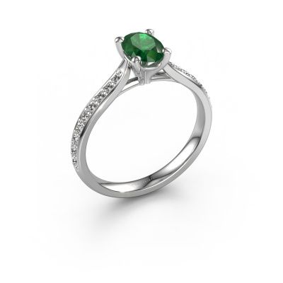 Engagement ring Mignon OVL 2 585 white gold emerald 7x5 mm