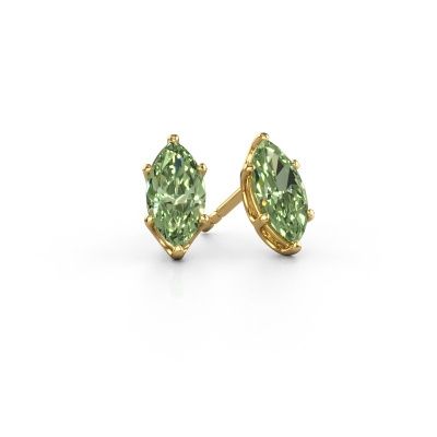 Stud earrings Sam MRQ 585 gold green lab grown diamond 10x5 mm