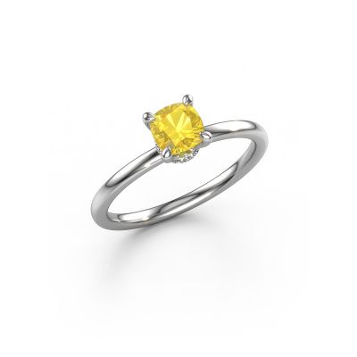 Engagement ring Crystal CUS 3 585 white gold yellow sapphire 5 mm