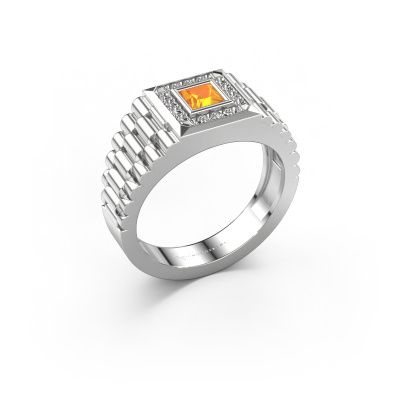 Men's ring Zilan 585 white gold citrin 4 mm