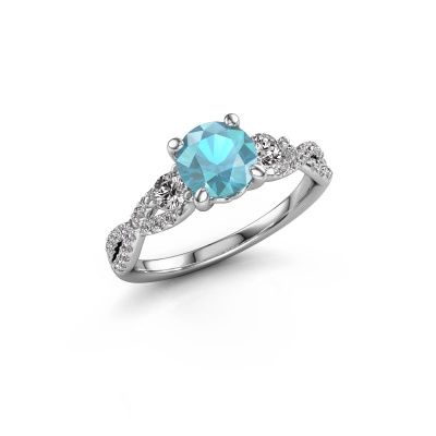 Engagement ring Marilou RND 950 platinum blue topaz 6.5 mm