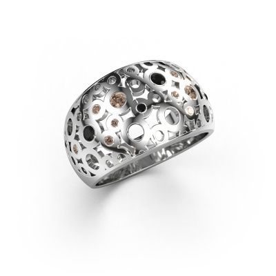 Ring Jaylinn 585 witgoud bruine diamant 0.27 crt