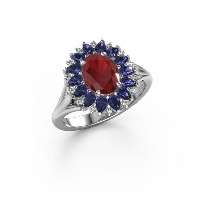 Engagement ring Lidia 950 platinum ruby 8x6 mm