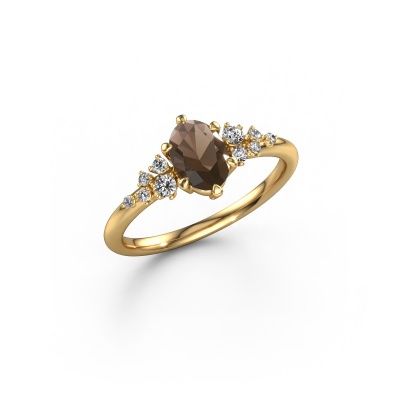 Ring Royce OVL 585 gold smokey quartz 7x5 mm