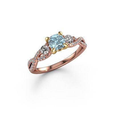 Engagement ring Marilou CUS 585 rose gold blue lab grown diamond 5 mm