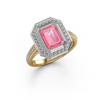 Bague de fiançailles Noud 2 EME 585 or jaune saphir rose 8x6 mm