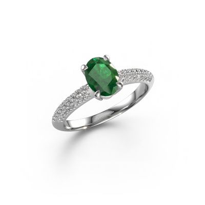 Engagement ring Morane OVL 585 white gold emerald 7,5x5,5 mm