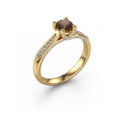 Engagement ring Mia 3 585 gold smokey quartz 5 mm