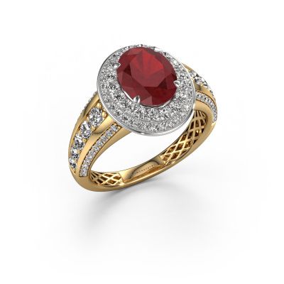 Bague de fiançailles Nancie 585 or jaune rubis 9x7 mm