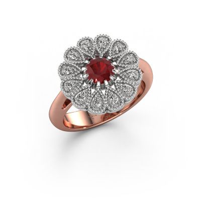Bague de fiançailles Kaat 585 or rose rubis 5 mm
