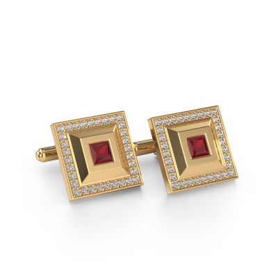 Cufflinks Joris 585 gold ruby 4 mm