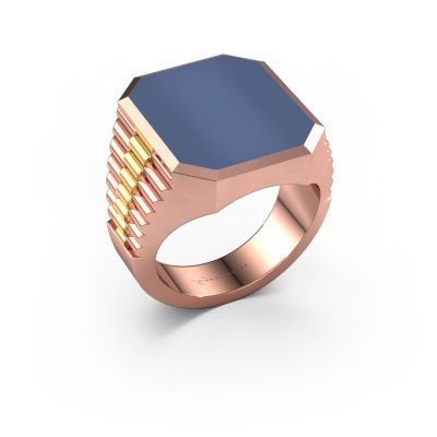 Signet ring Brent 5 585 rose gold blue sardonyx 18x15 mm
