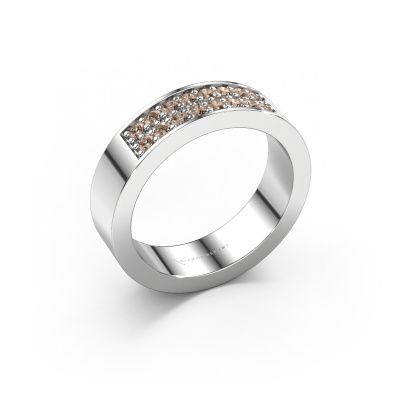 Stackable ring Catharina 5 585 white gold brown diamond 0.32 crt