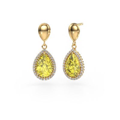 Drop earrings Tilly per 1 585 gold yellow lab grown diamond 12x8 mm