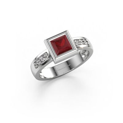 Ring Charlotte Square 585 white gold ruby 5 mm