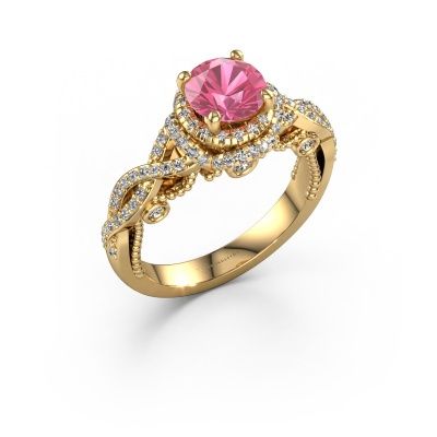 Engagement ring Leora 585 gold pink sapphire 6.5 mm