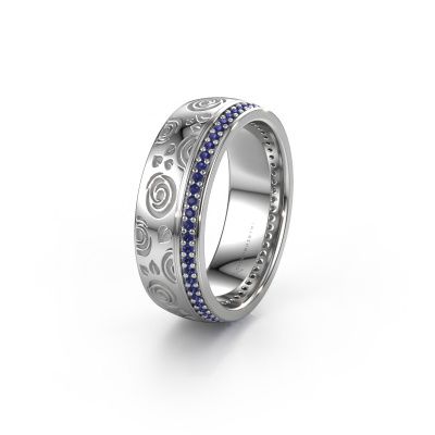 Trouwring WH2066L27D 585 witgoud saffier 1 mm ±7x2.4 mm