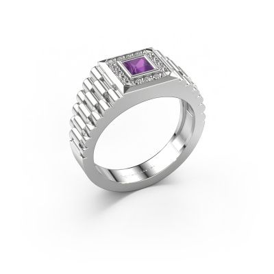 Men's ring Zilan 950 platinum amethyst 4 mm