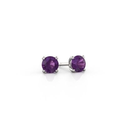 Stud earrings Sam RND 585 white gold amethyst 5 mm