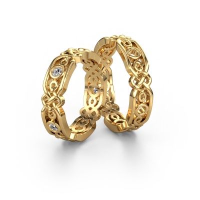 Wedding rings set WHR001LM ±5x2 mm 14 Carat white gold diamond 0.06 crt