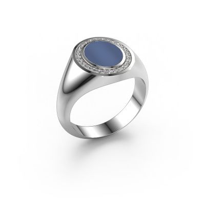 Pinky ring Adam 1 585 white gold blue sardonyx 10x8 mm