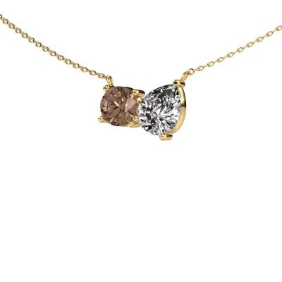 Pendant Toi et Moi RND PER 585 gold brown diamond 2.50 crt