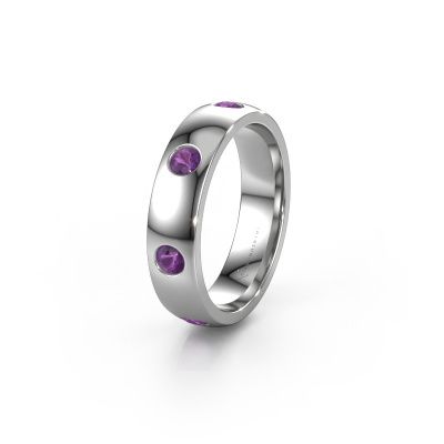 Wedding ring WH0105L25BP 585 white gold amethyst 3 mm ±0.20x0.08 in