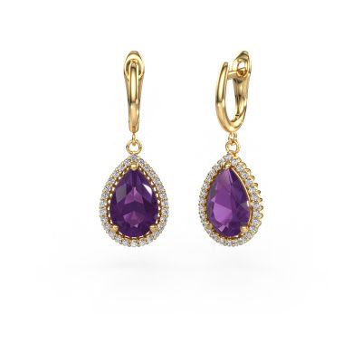 Drop earrings Tilly per 3 585 gold amethyst 12x8 mm