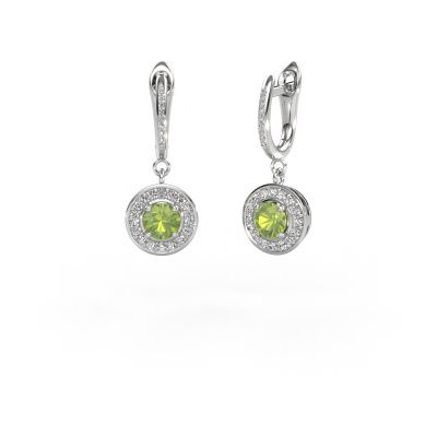 Drop earrings Ninette 2 950 platinum peridot 5 mm