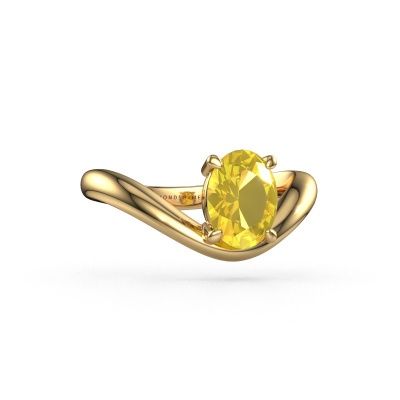 Bague de fiançailles Femke OVL 585 or jaune saphir jaune 8x6 mm