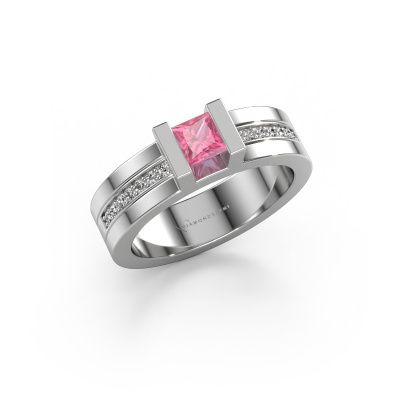 Bague de fiançailles Desire 585 or blanc saphir rose 4 mm