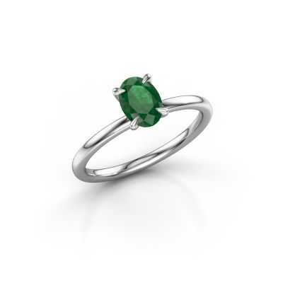 Engagement ring Crystal OVL 1 925 silver emerald 7x5 mm