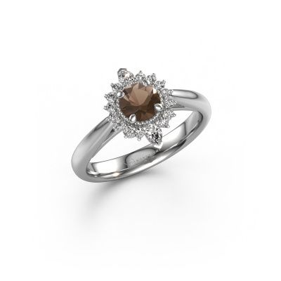 Engagement ring Susan 950 platinum smokey quartz 5 mm