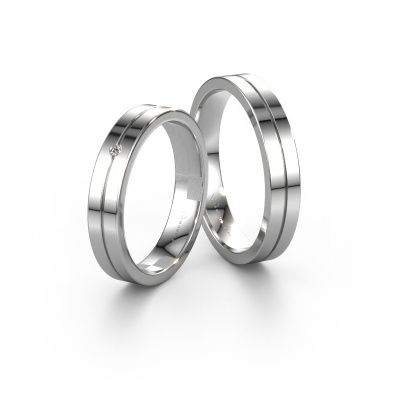 Eheringe set WH0201LM14AP ±4x1.7 mm 14 Karat Weißgold Diamant 0.012 crt