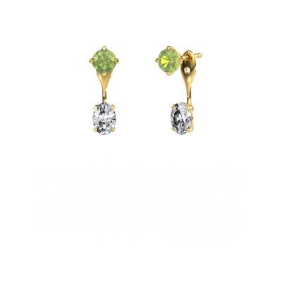 Drop earrings Kate RND-OVL 585 gold peridot 5 mm