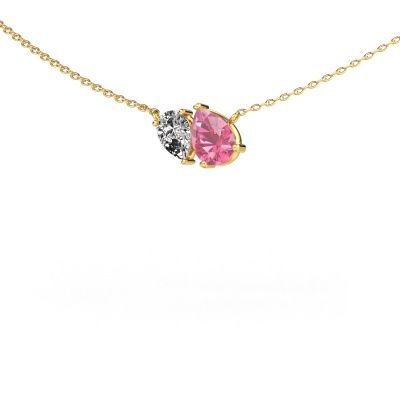 Pendant Toi et Moi PER PER 585 gold pink sapphire 8x6 mm