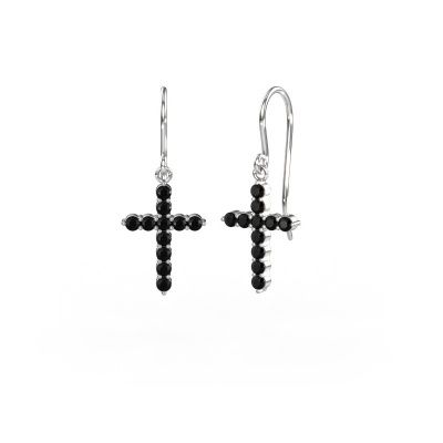 Pendants d'oreilles Cross 585 or blanc diamant noir 0.792 crt
