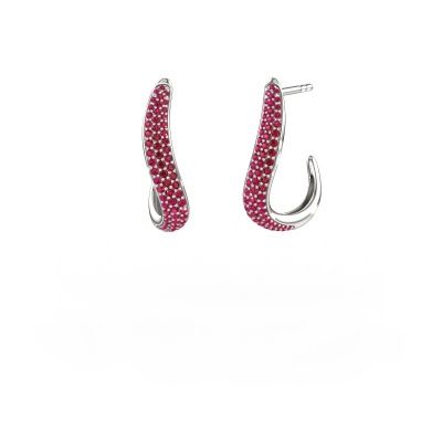 Boucles d'oreilles Dina 2 585 or blanc rubis 0.8 mm