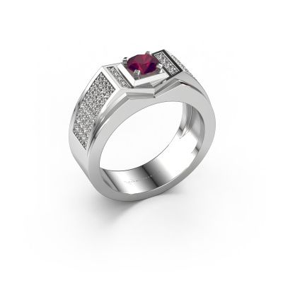 Bague pour homme Marcel 585 or blanc rhodolite 5 mm