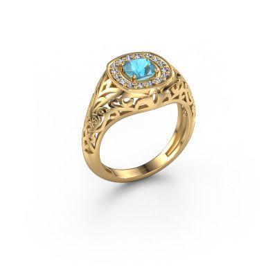 Men's ring Quinten 585 gold blue topaz 5 mm