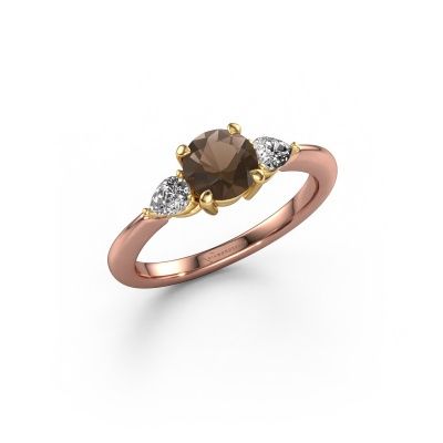 Engagement ring Chanou RND 585 rose gold smokey quartz 6 mm