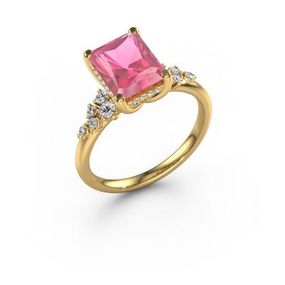 Engagement ring Emma RAD 585 gold pink sapphire 9x7 mm