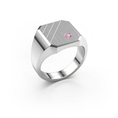 Chevalière Patrick 3 950 platine saphir rose 2.5 mm