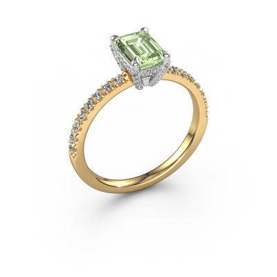 Engagement ring Saskia EME 1 585 gold green lab grown diamond 7x5 mm