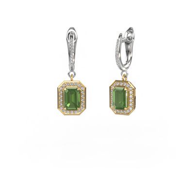 Pendants d'oreilles Dodie 2 585 or jaune vert tourmaline 6.5x4.5 mm