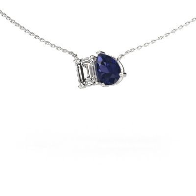 Pendant Toi et Moi PER EME 585 white gold sapphire 8x6 mm