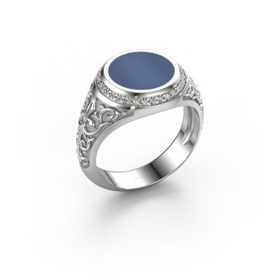 Signet ring Moor 2 585 white gold blue sardonyx 10 mm