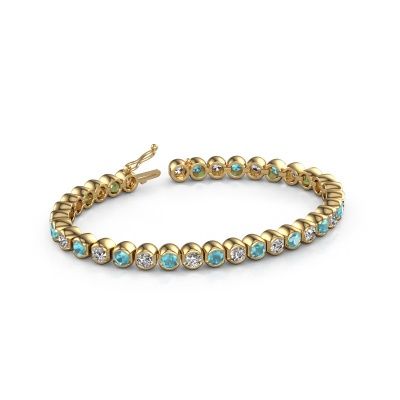 Bracelet tennis Bianca 4 mm 585 or jaune topaze bleue 4 mm