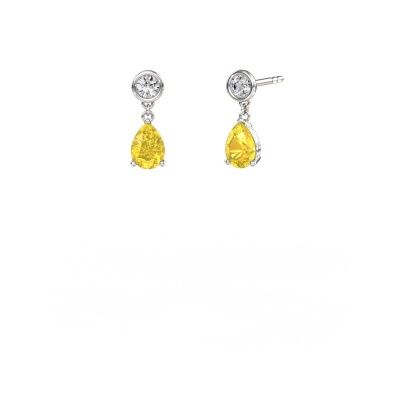Pendants d'oreilles Lacey PER 585 or blanc saphir jaune 7x5 mm